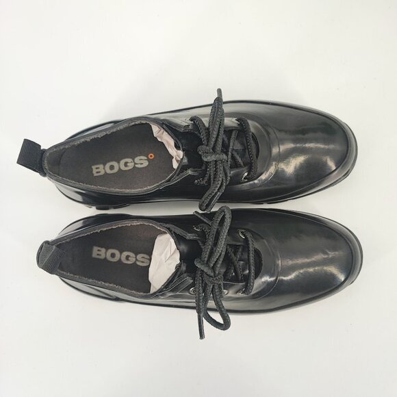 Bogs Women's Amanda Lace Up Short Black Rubber Waterproof Boots Size 7 - Picture 4 of 8